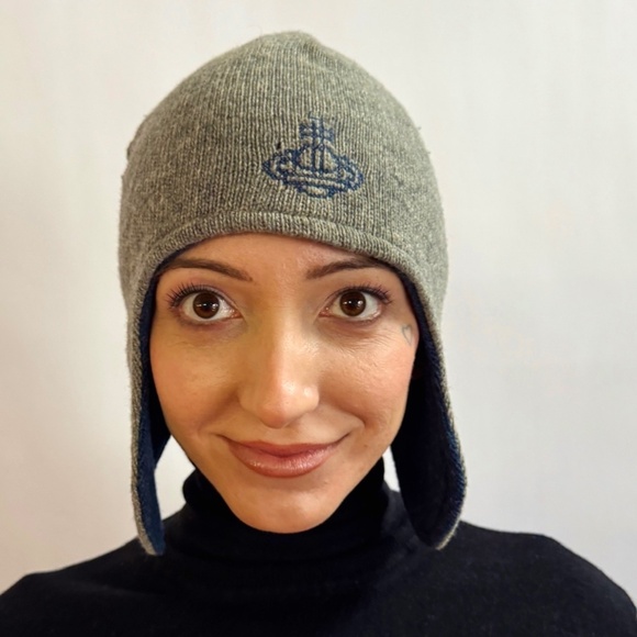 Vivienne Westwood Early 2000's Rare Ski Beanie w/ Orb in front 100% wool